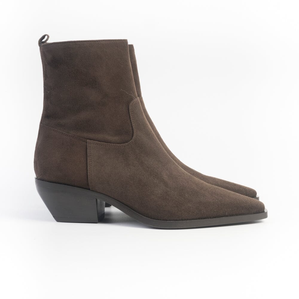 CAPPELLETTOSHOP - Stivaletto Texano - Kira 12 - Velour Moro Scarpe Donna CAPPELLETTO 1948