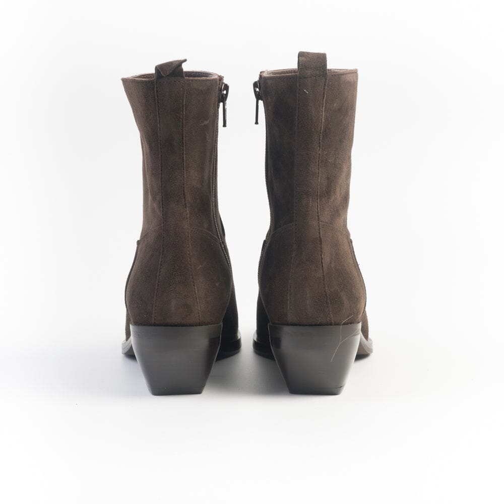 CAPPELLETTOSHOP - Stivaletto Texano - Kira 12 - Velour Moro Scarpe Donna CAPPELLETTO 1948