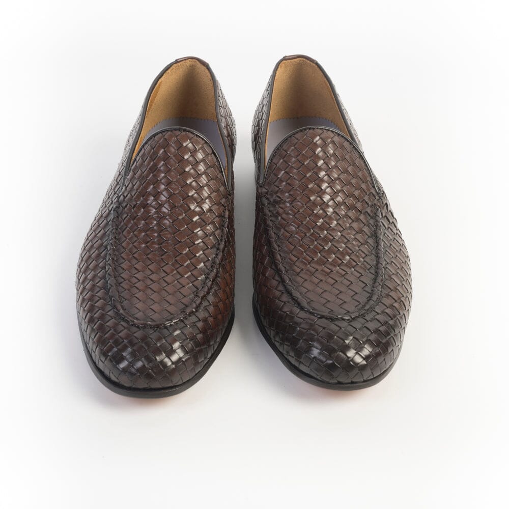 JUAN LACARCEL - Mocassino - X1312 - Castano intrecciato Scarpe Uomo JUAN LACARCEL