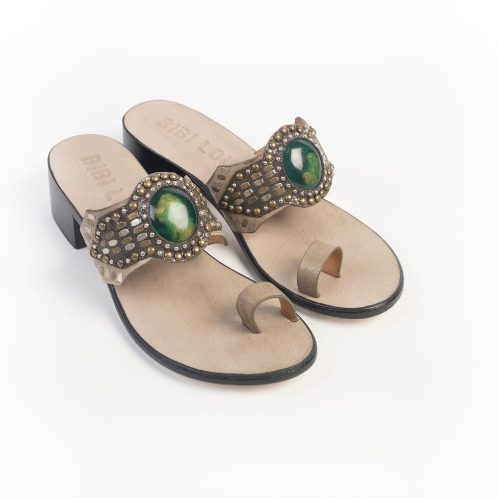 BIBI LOU - Mules infradito - 979Z88KW - Pelle tortora verde Scarpe Donna BIBI LOU