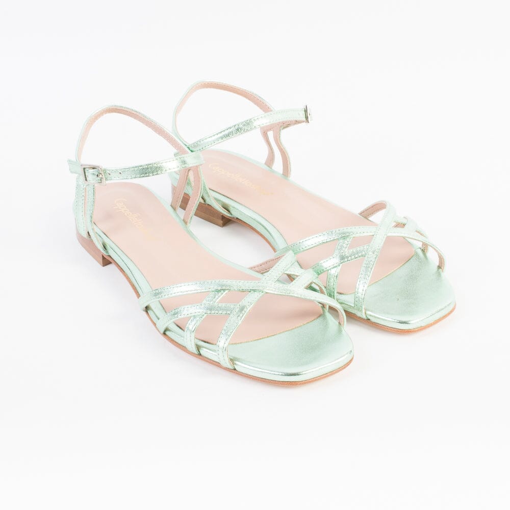 CappellettoShop - Sandali Bassi - Patty14- Verde Acqua Scarpe Donna CAPPELLETTO 1948 