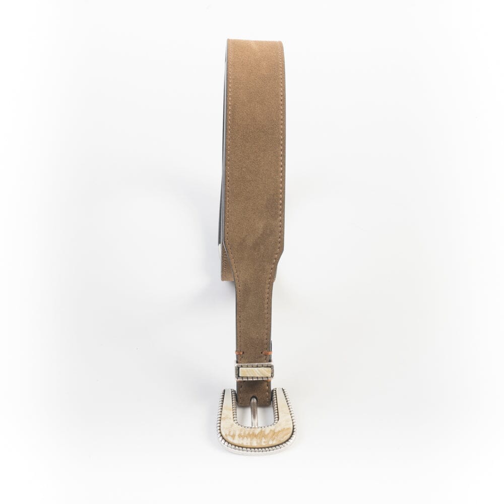 Cappellettoshop - Cintura - Tex Mex - Camoscio Snuff - Fibbia Corno Accessori Uomo Cappellettoshop