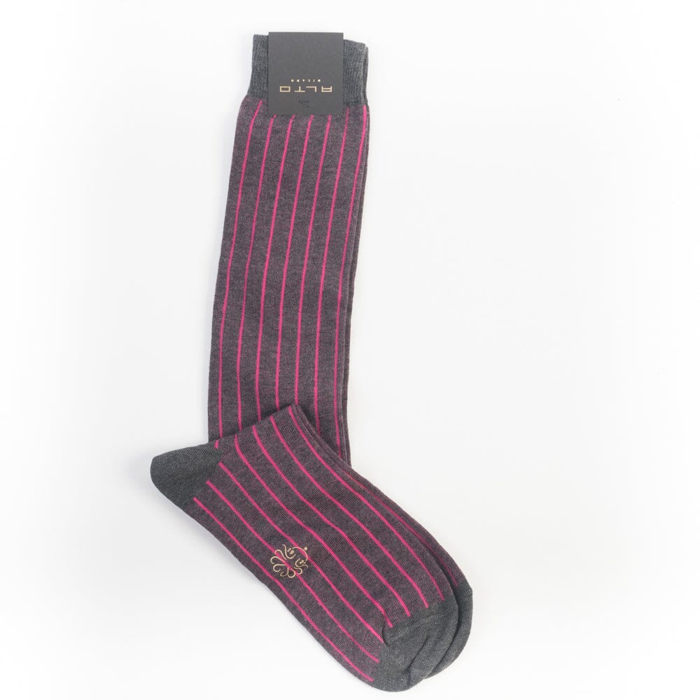 ALTO MILANO - Calzino lungo N45 - Grigio fucsia 54 Accessori Uomo Alto Milano