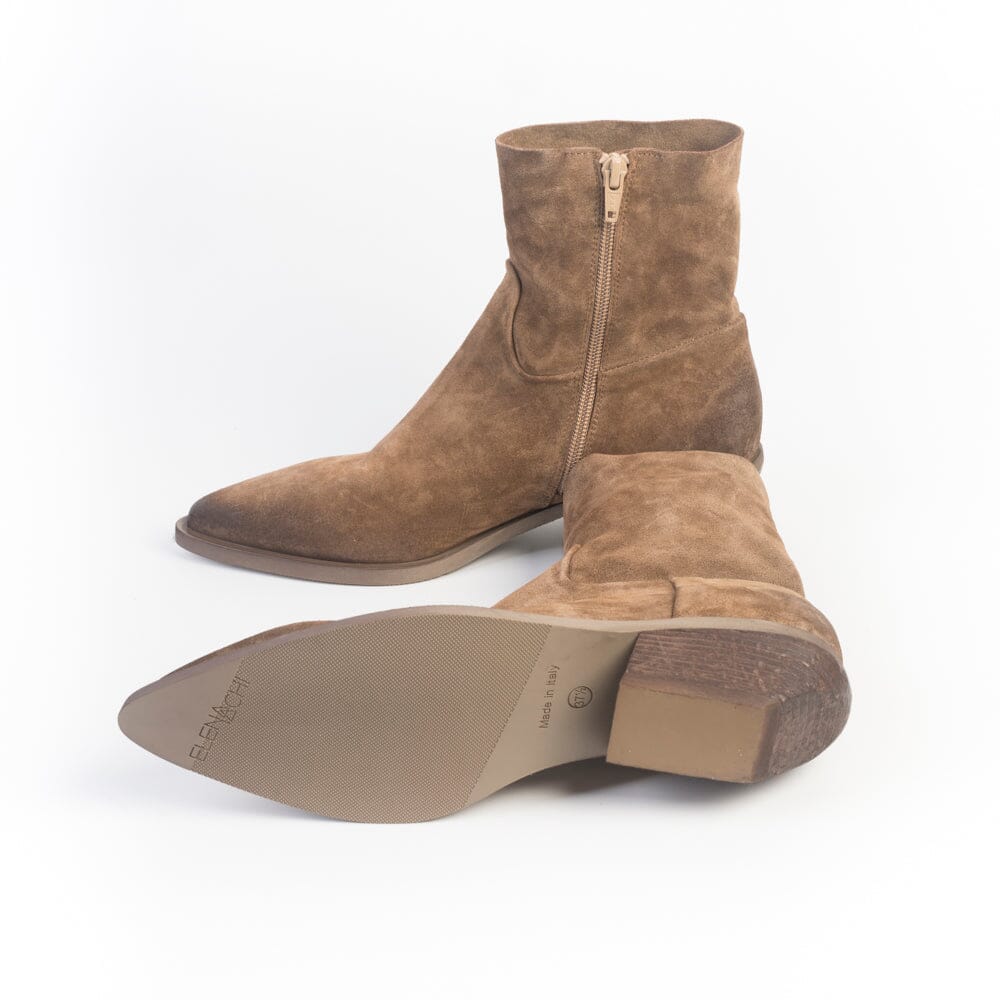 ELENA IACHI - Stivaletto Texano E4519 - Velour Camel Scarpe Donna Elena Iachi