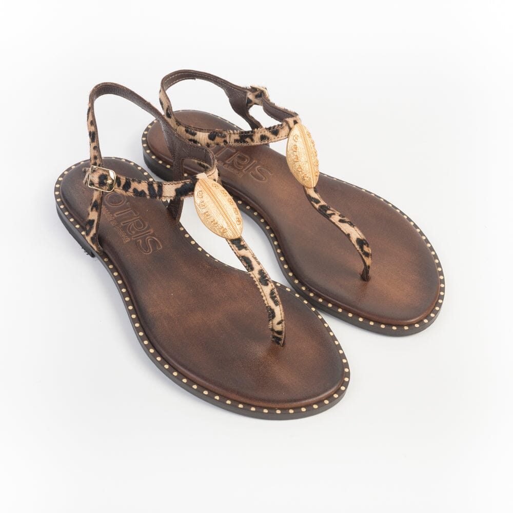 MAKIS KOTRIS - Sandali Bassi infradito K-3020 - Cavallino Leo Choco Scarpe Donna MAKIS KOTRIS