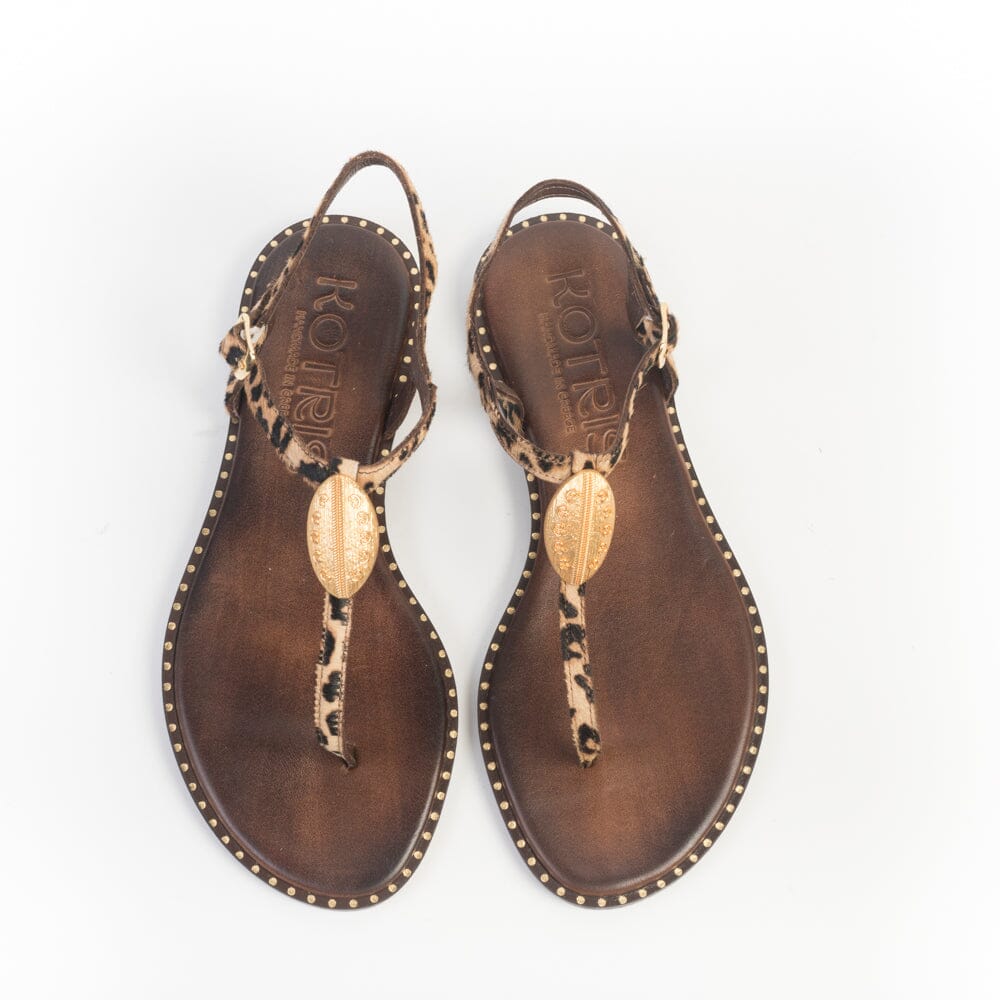 MAKIS KOTRIS - Sandali Bassi infradito K-3020 - Cavallino Leo Choco Scarpe Donna MAKIS KOTRIS