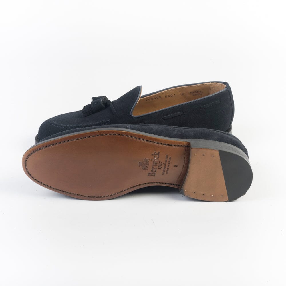 BERWICK 1707 - 8491 - Mocassino Nappine Fondo Cuoio - Camoscio Blu Marine Scarpe Uomo Berwick 1707