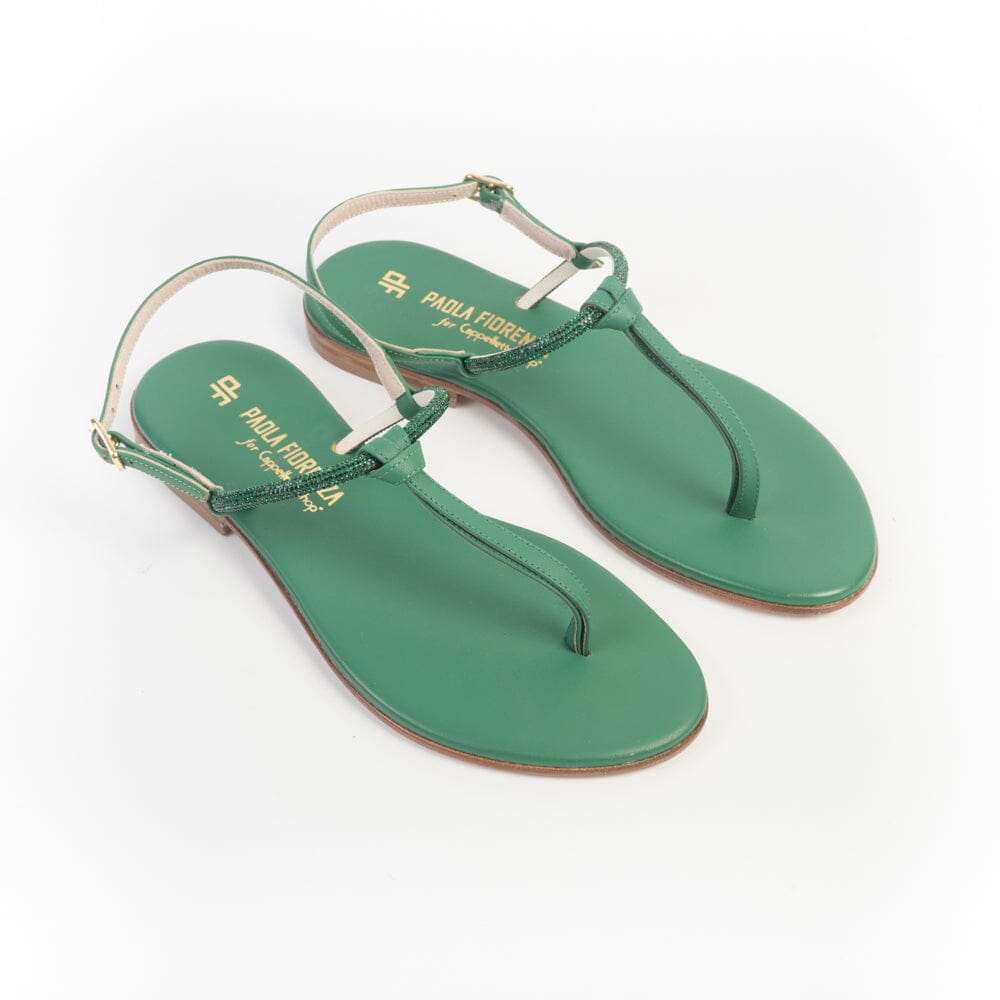 PAOLA FIORENZA - Sandali bassi - Infradito in microcristalli - FD05 - Verde Scarpe Donna PAOLA FIORENZA