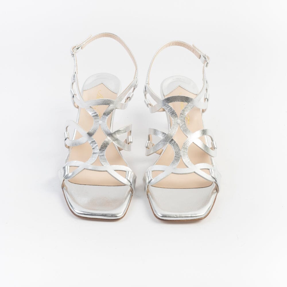 ANNA F. - Sandali con Tacco - 3797 - Laminato Argento Scarpe Donna Anna F.