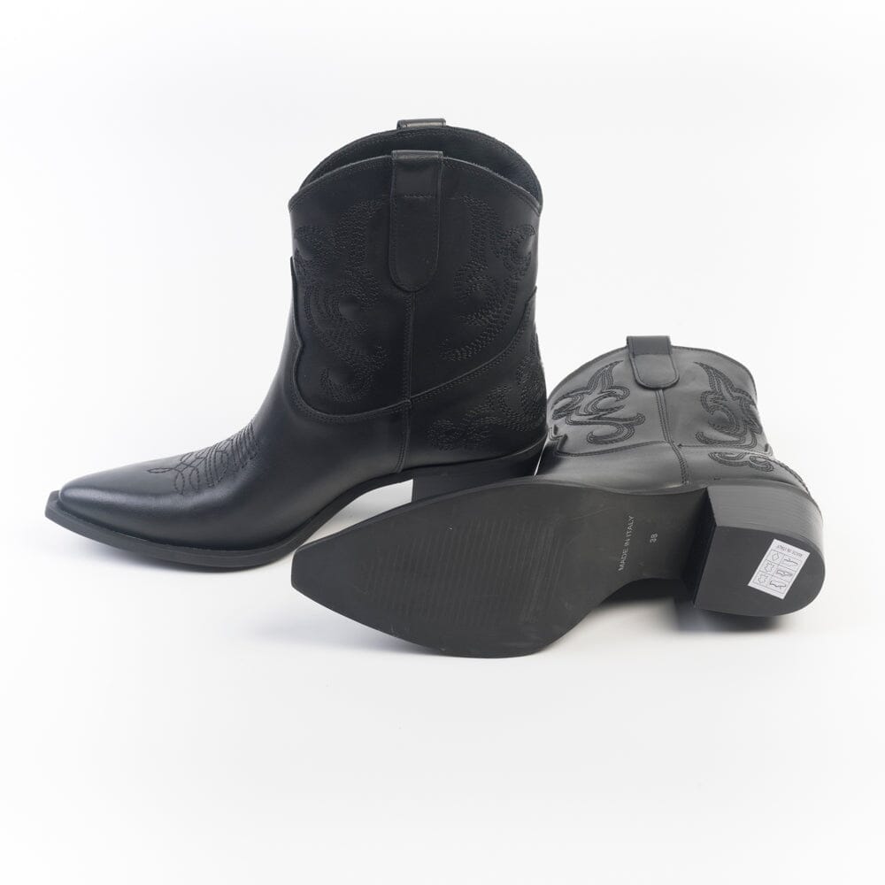 CAPPELLETTOSHOP - Stivaletto Texano - 6061 - Pelle nero Scarpe Donna CAPPELLETTO 1948