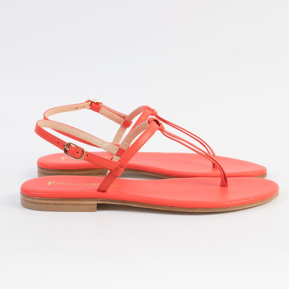 PAOLA FIORENZA - Sandali Bassi Infradito - Nodino - Corallo Scarpe Donna PAOLA FIORENZA