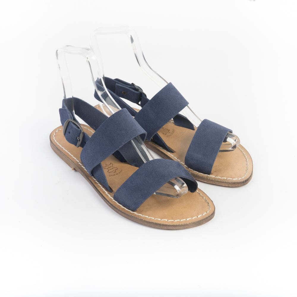 Scarpe Donna Sandali Camoscio Blu Sandalo Slider Camoscio Blu Oceano Donna Made In Italy Made In Italy In  Evidenza Donna