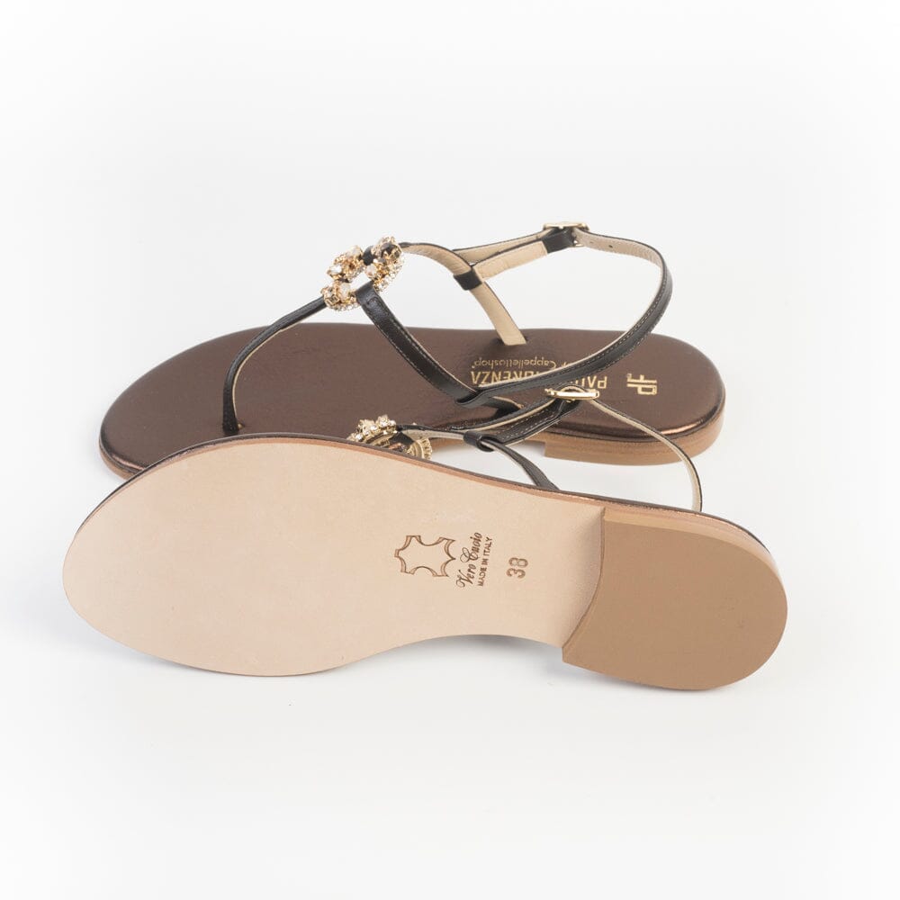 PAOLA FIORENZA - Sandali bassi - Infradito in microcristalli ambra - M118 - Testa di Moro Scarpe Donna PAOLA FIORENZA