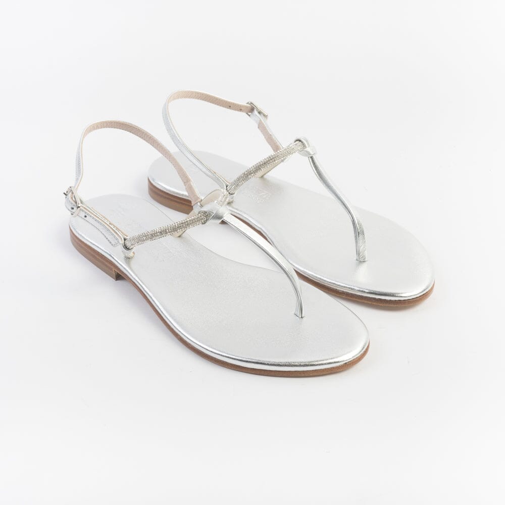 PAOLA FIORENZA - Sandali bassi infradito in microcristalli - FD05 - Argento Scarpe Donna PAOLA FIORENZA