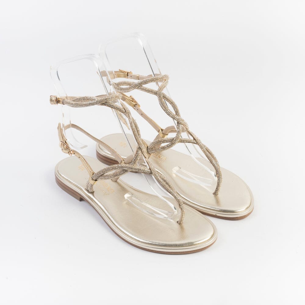PAOLA FIORENZA - Sandali bassi infradito - SS2462 - Cristalli Platino Scarpe Donna PAOLA FIORENZA