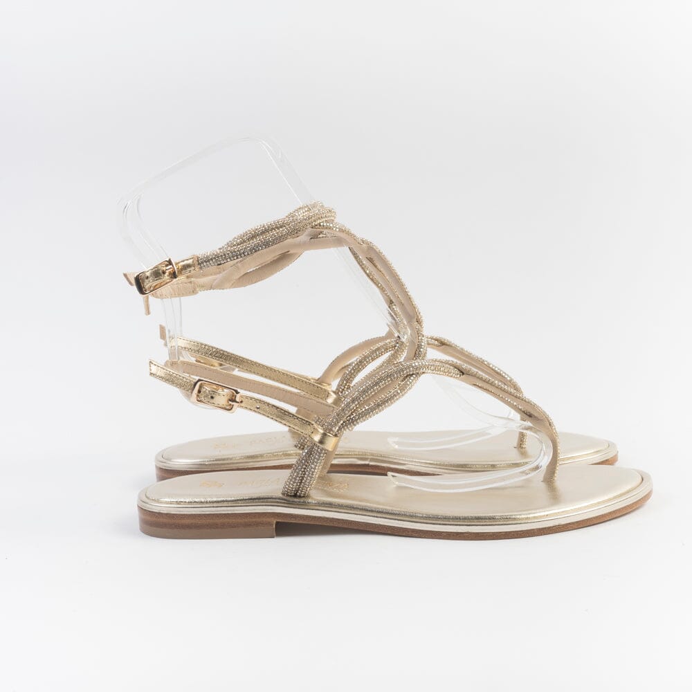 PAOLA FIORENZA - Sandali bassi infradito - SS2462 - Cristalli Platino Scarpe Donna PAOLA FIORENZA