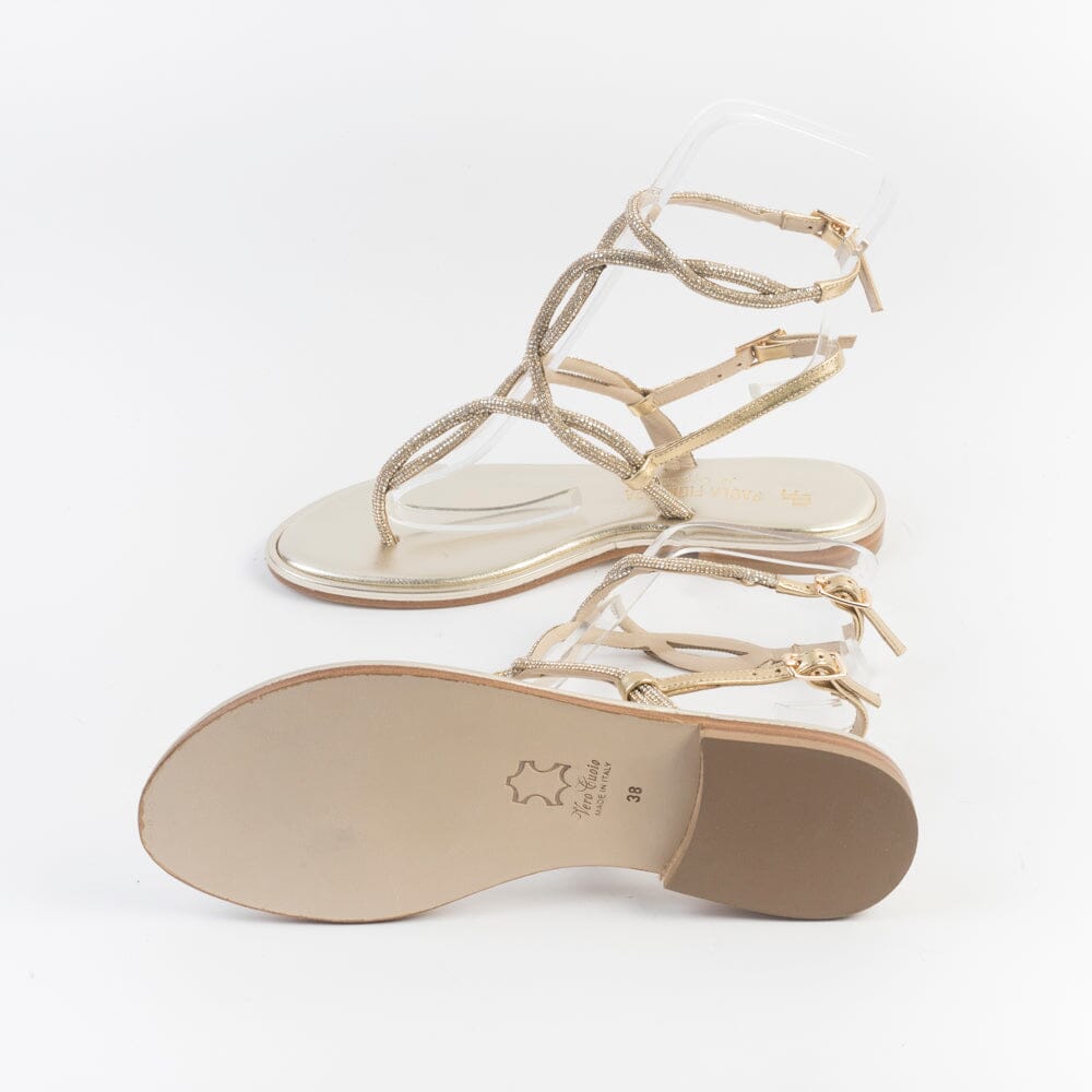PAOLA FIORENZA - Sandali bassi infradito - SS2462 - Cristalli Platino Scarpe Donna PAOLA FIORENZA