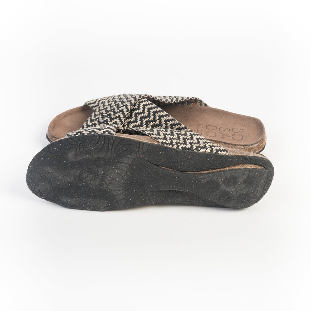 BOSABO - Sandali bassi - 396 - Tessuto nero beige Scarpe Donna BOSABO