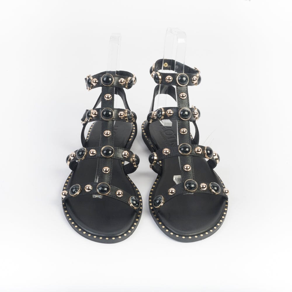MAKIS KOTRIS - Sandali Bassi - 735 - Nero Borchia Scarpe Donna MAKIS KOTRIS