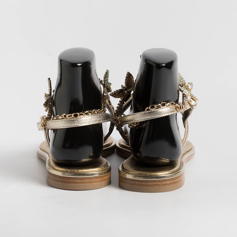 PAOLA FIORENZA - Sandali bassi infradito - FB998 - Platino Farfalle Scarpe Donna PAOLA FIORENZA