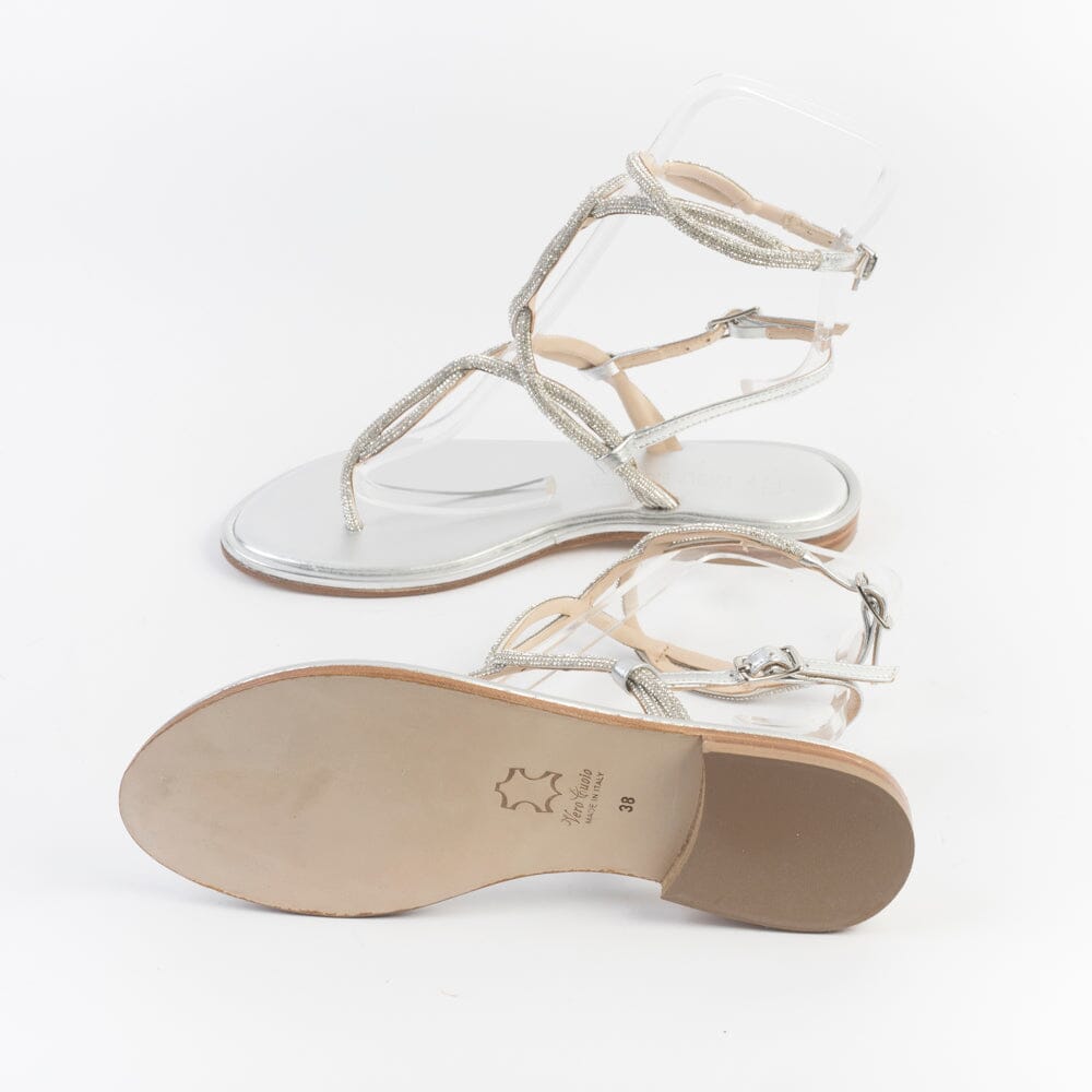 PAOLA FIORENZA - Sandali bassi infradito - SS2462 - Cristalli Argento Scarpe Donna PAOLA FIORENZA