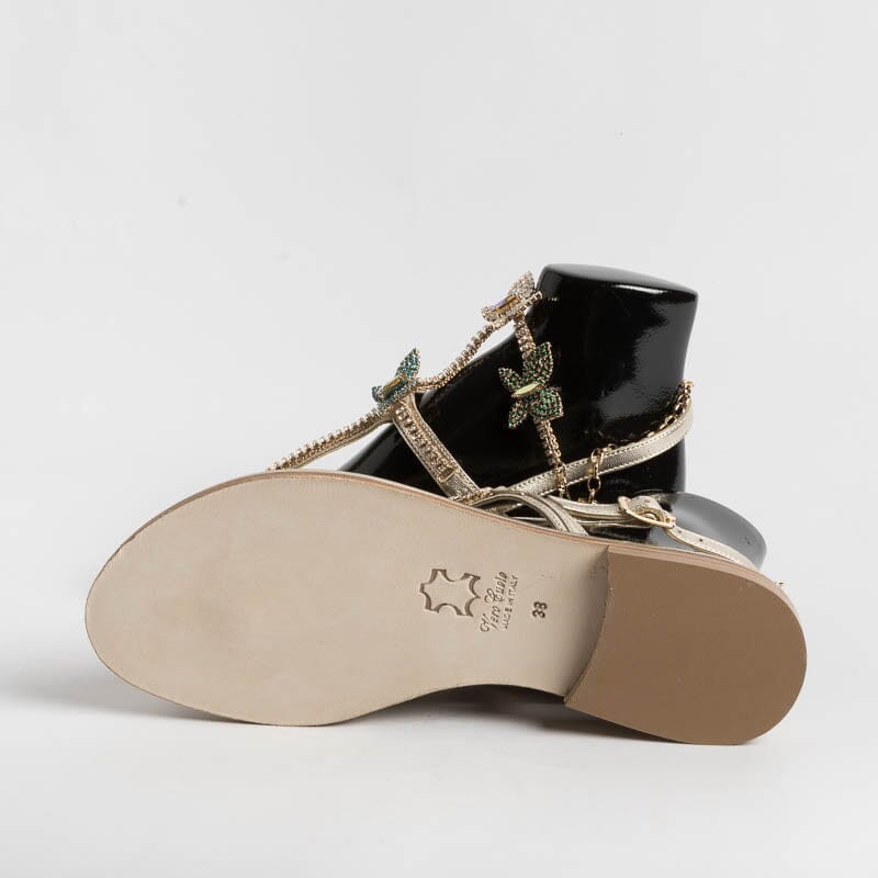 PAOLA FIORENZA - Sandali bassi infradito - FB998 - Platino Farfalle Scarpe Donna PAOLA FIORENZA