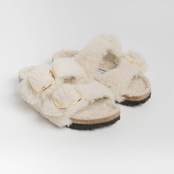 BIRKENSTOCK - Sandali bassi 1023130 - Arizona Big Buckle Teddy - Eggshell Scarpe Donna BIRKENSTOCK