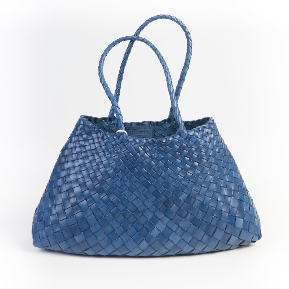 DRAGON DIFFUSION - Borsa intrecciata - 8892 - Santa Croce Big - Navy