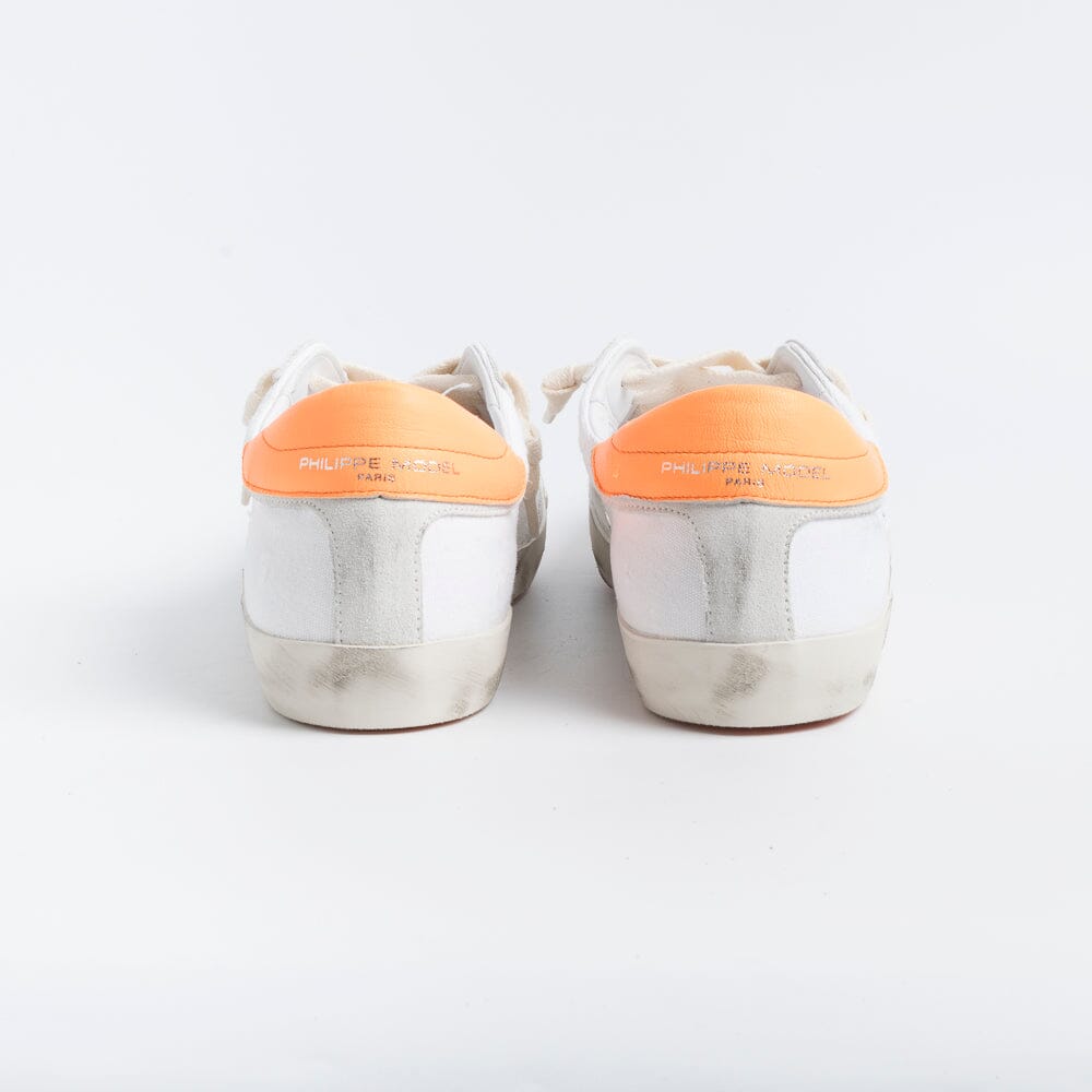 PHILIPPE MODEL - Sneakers PRLU DC15 - ParisX - Canvas Bianco Arancione Scarpe Uomo Philippe Model Paris 