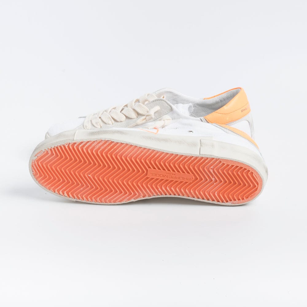 PHILIPPE MODEL - Sneakers PRLU DC15 - ParisX - Canvas Bianco Arancione Scarpe Uomo Philippe Model Paris 