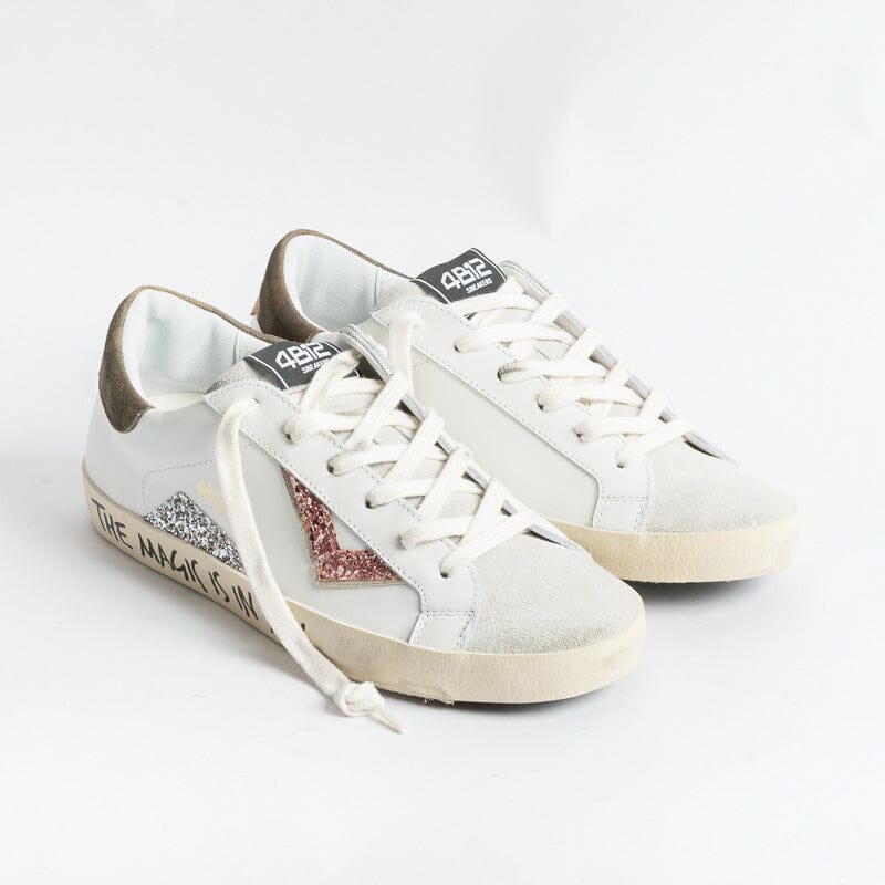 4B12 - Sneakers - Suprime DBS110 - Bianco Glitter Scarpe Donna 4B12