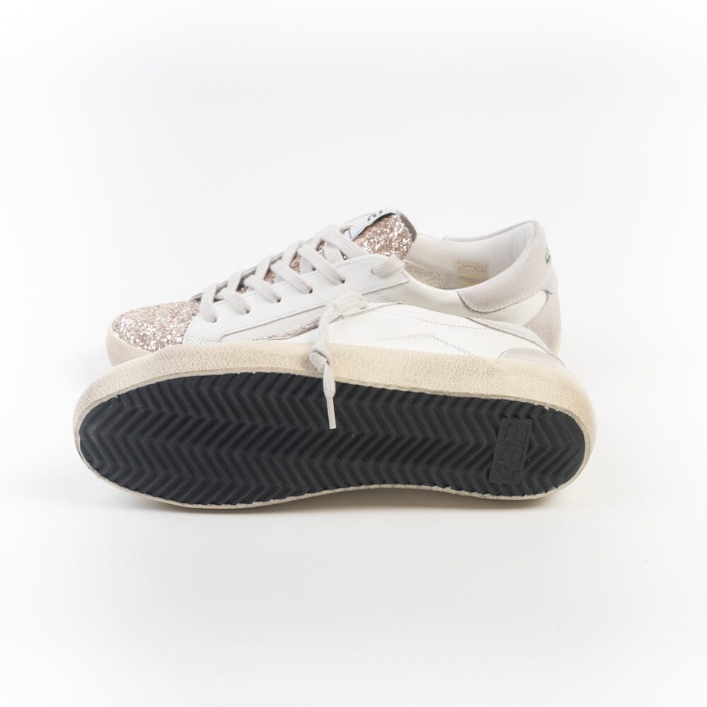 4B12 - Sneakers - Supreme D8008 - Bianco Gold Glitter Scarpe Donna 4B12