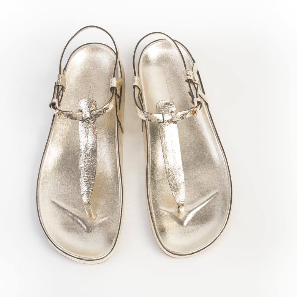 DEL CARLO - Sandali bassi Infradito - Zeus - 12109 - Crack Pirite Oro Scarpe Donna DEL CARLO