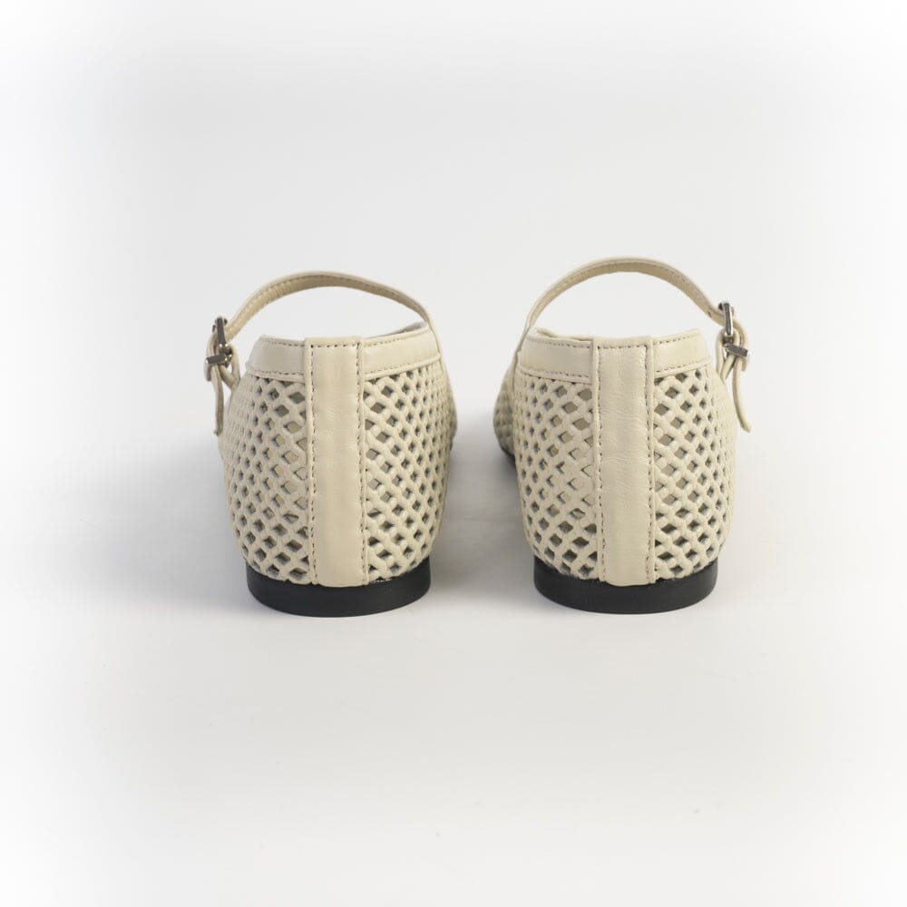 POEVE - Mary Jane - PBAL63 - Traforato Avorio Pergamena Scarpe Donna POESIE VENEZIANE