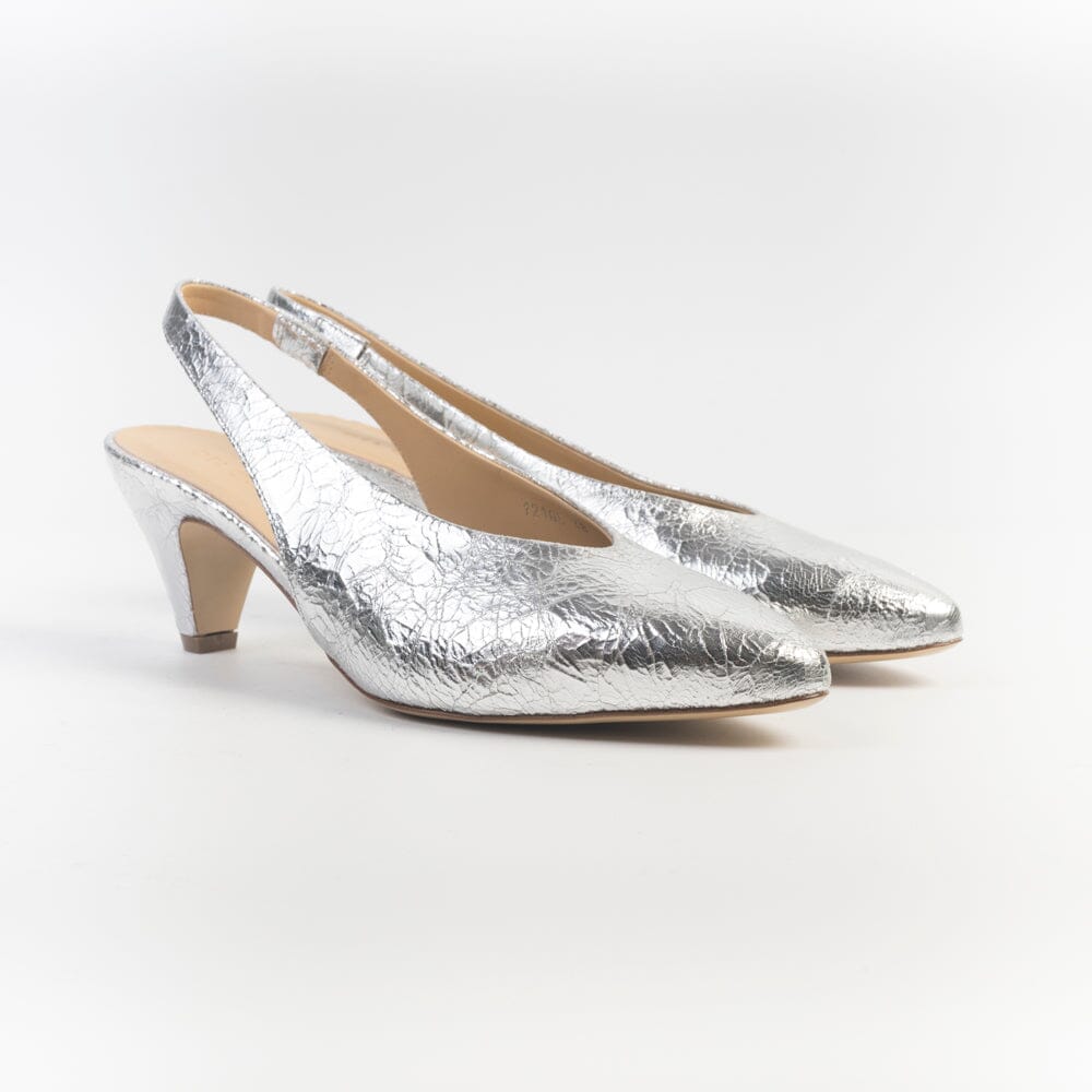 DEL CARLO - Sling back Tacco - 12105 - KISS - Cracklé Argento