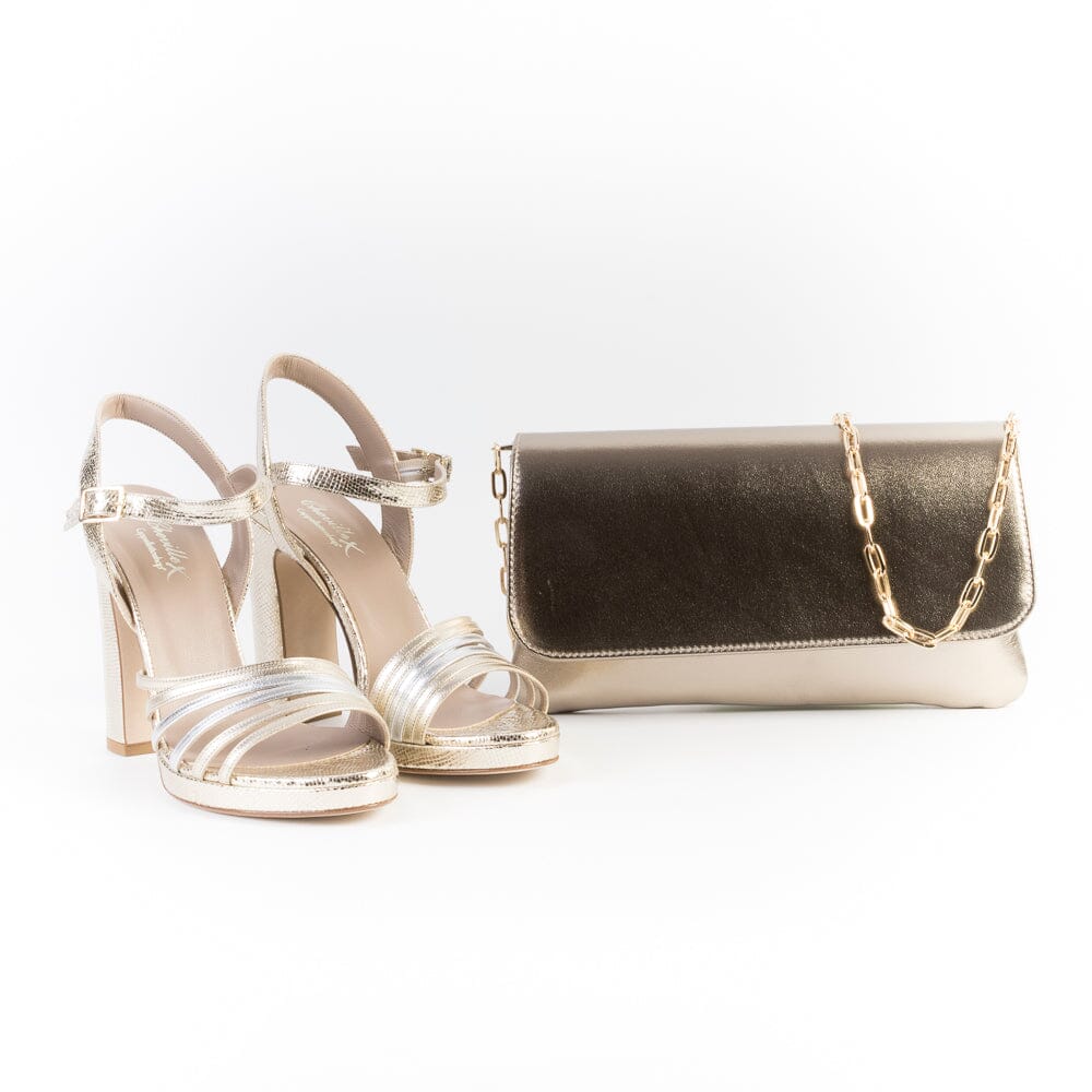 CHEVILLE - Sandali con Tacco - Nicky- Laminato Platino Scarpe Donna CHEVILLE