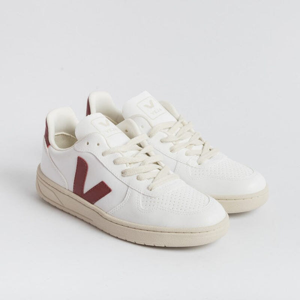 VEJA - V-10 VX0703279 - White Bordeaux Marsala Women's Shoes VEJA - Women's Collection