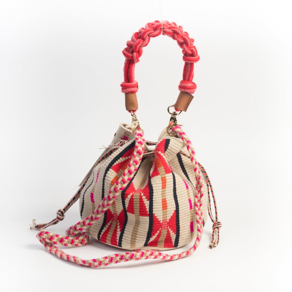 GUANABANA - Secchiello - 0063-3282-114 Mitra Macrame Strap - Avorio Rosso Blu Borse GUANABANA
