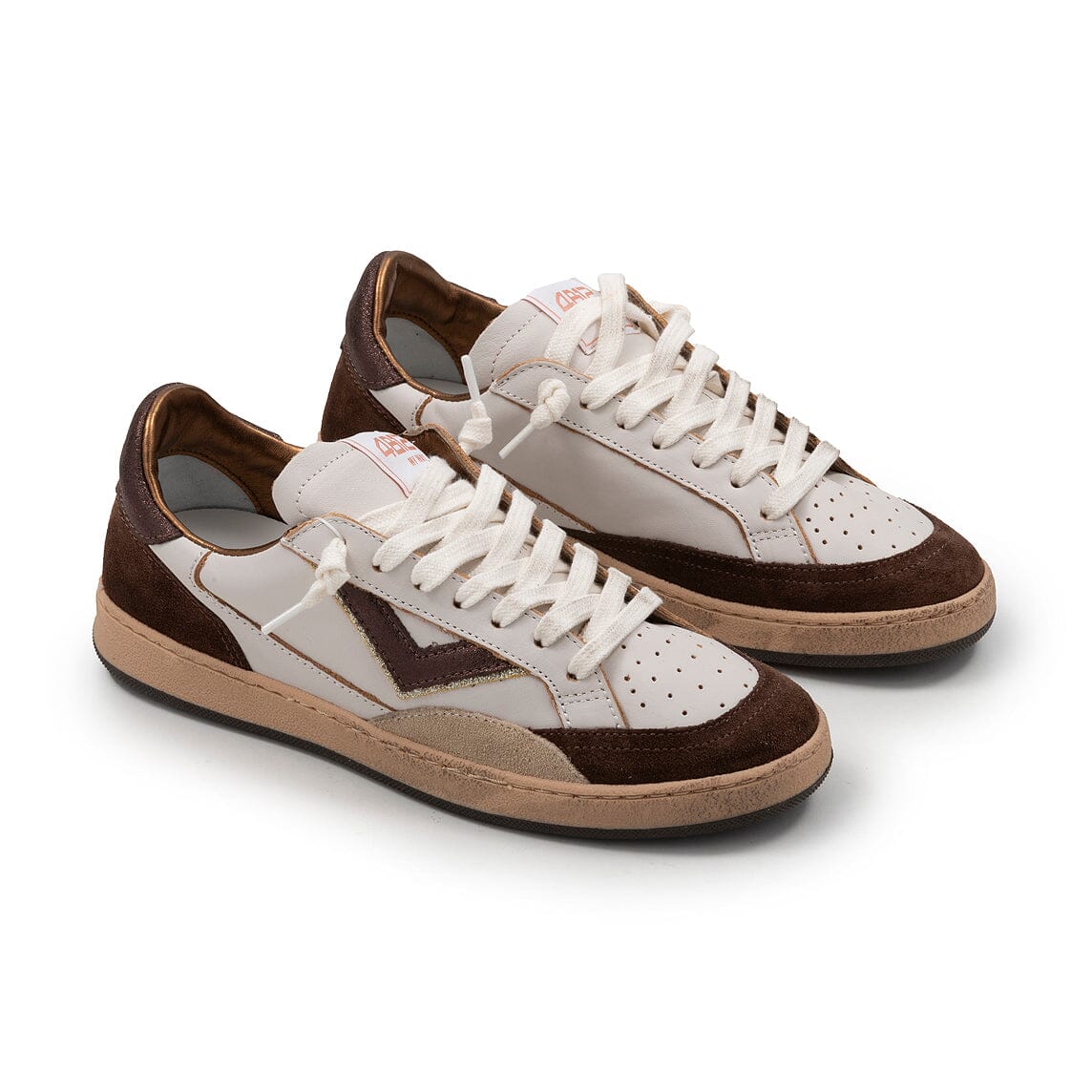 4B12 - Sneakers - Playnew D2045 - White/Bronze Scarpe Donna 4B12