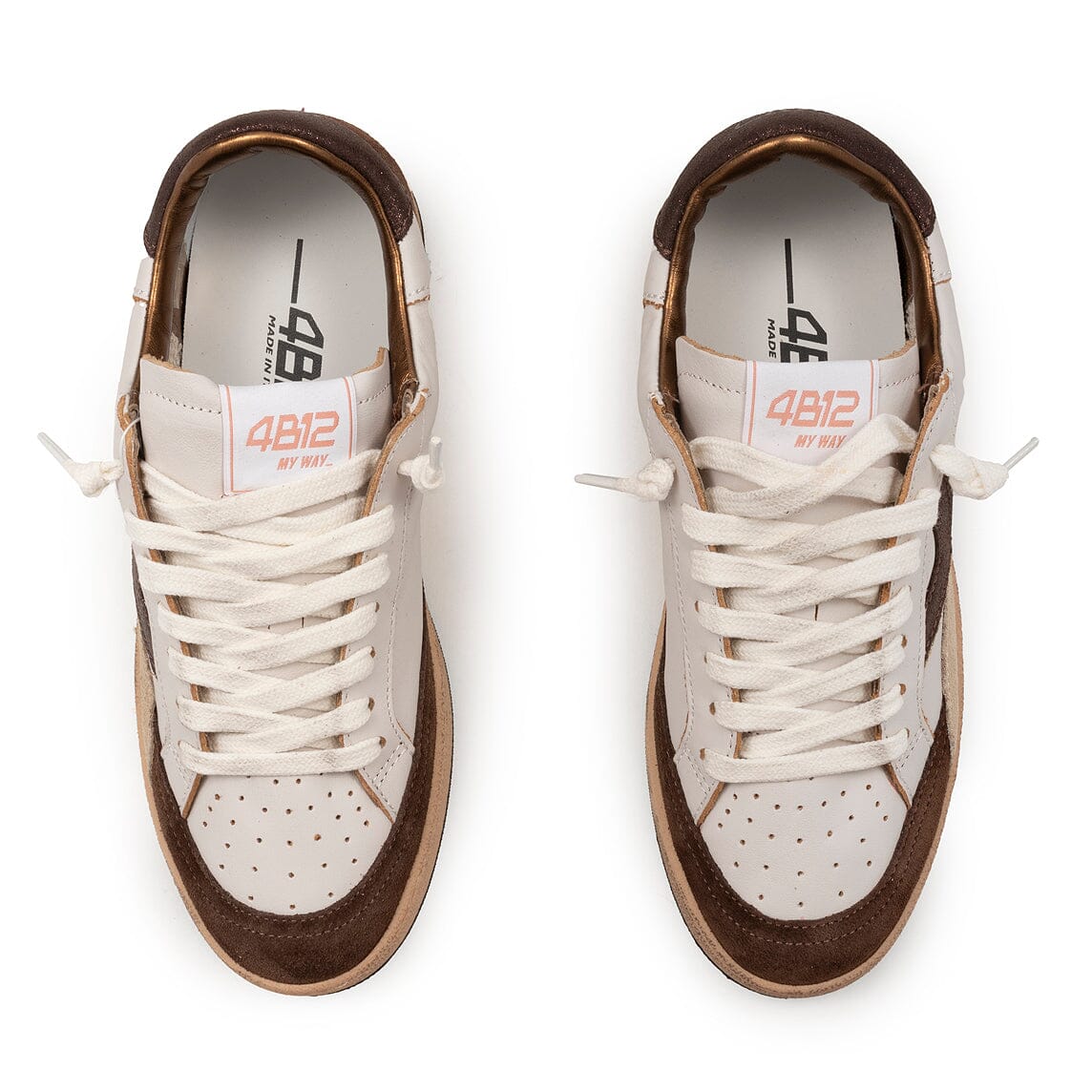 4B12 - Sneakers - Playnew D2045 - White/Bronze Scarpe Donna 4B12