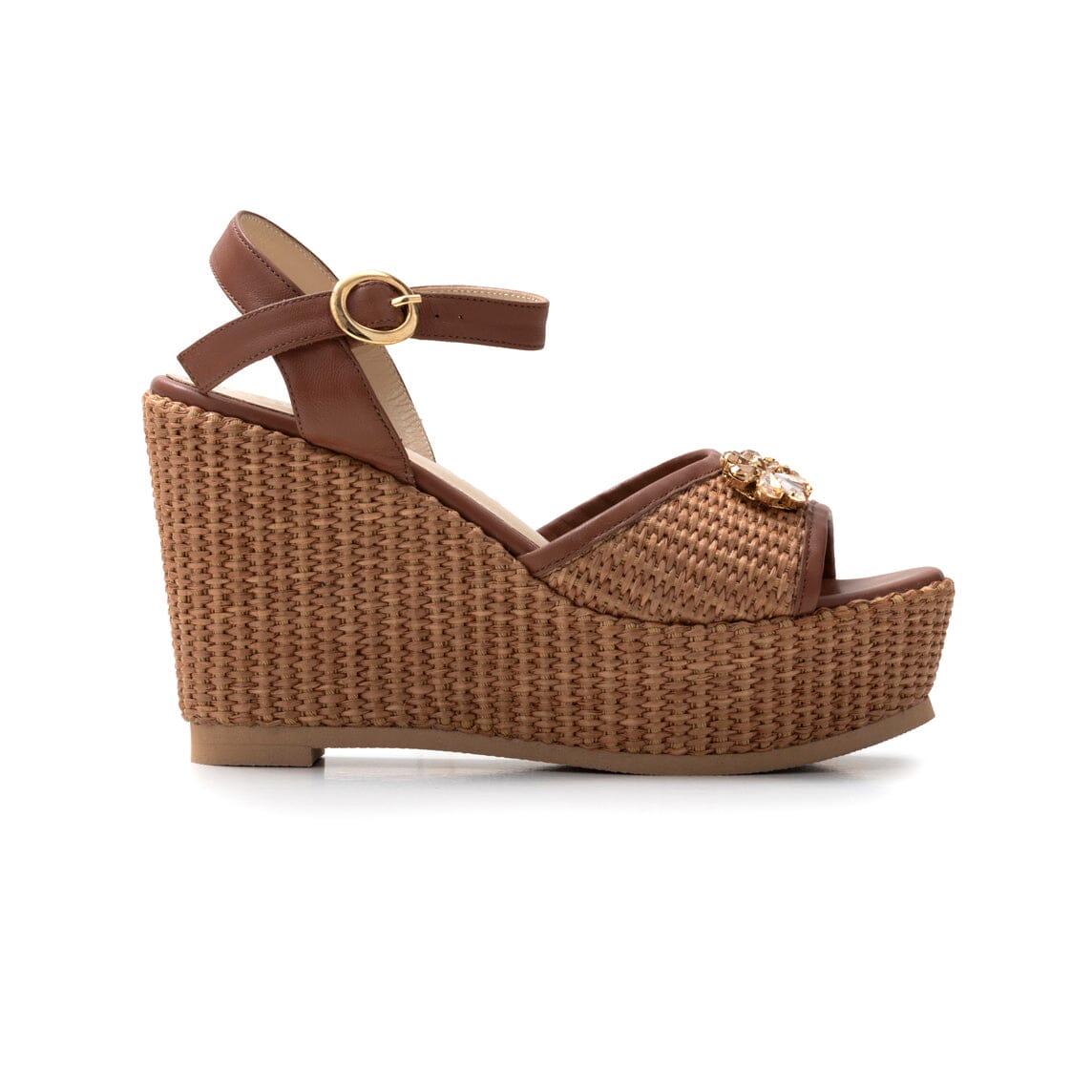 PAOLA FIORENZA - Sandali con zeppa - SS24232 - Rafia cuoio Scarpe Donna PAOLA FIORENZA