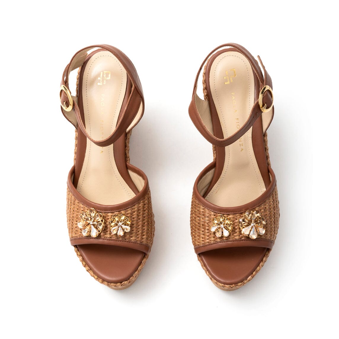 PAOLA FIORENZA - Sandali con zeppa - SS24232 - Rafia cuoio Scarpe Donna PAOLA FIORENZA