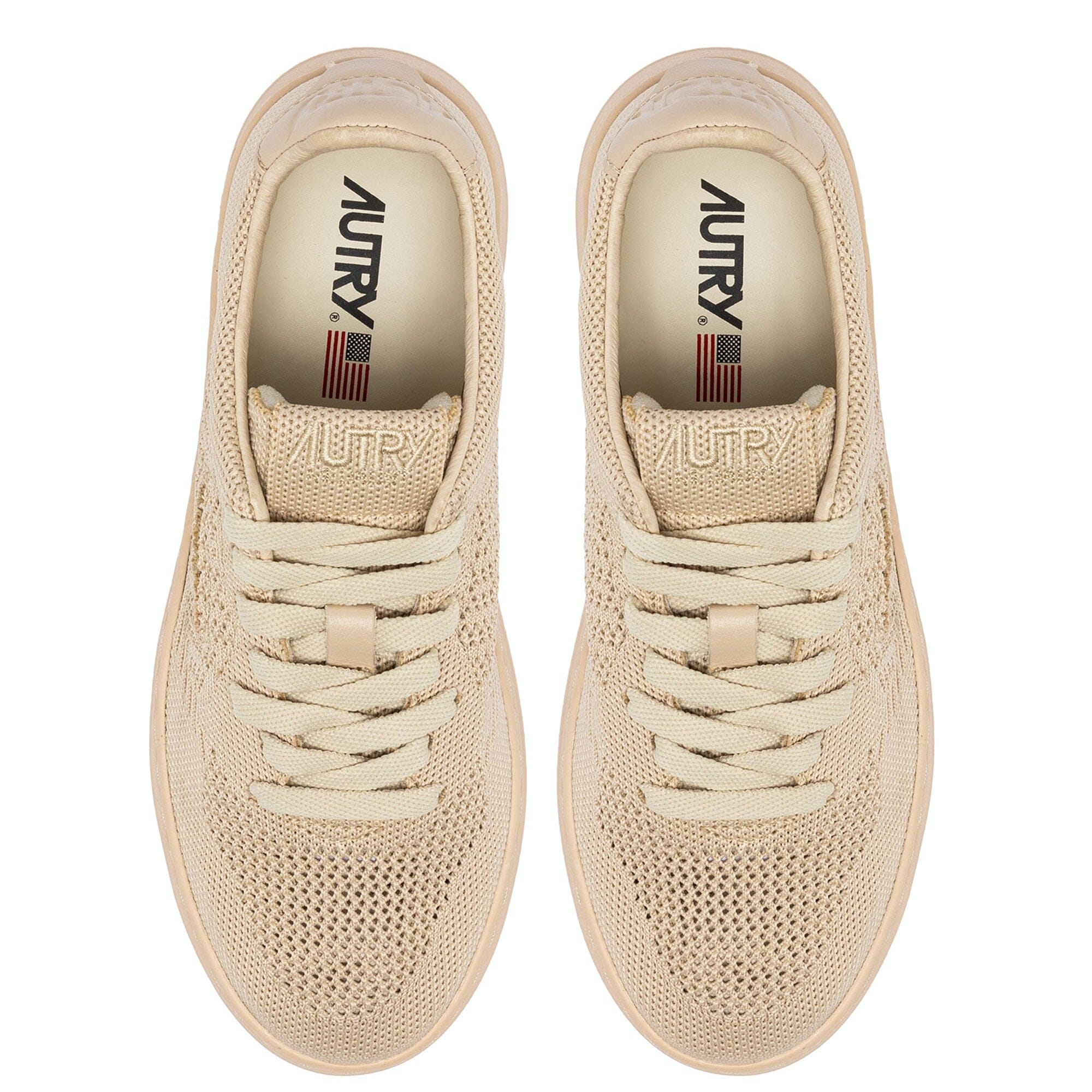 AUTRY - EKLW KN11 -Sneakers LOW WOM KNIT - Tessuto Creme Brule Beige Scarpe Donna AUTRY - Collezione donna
