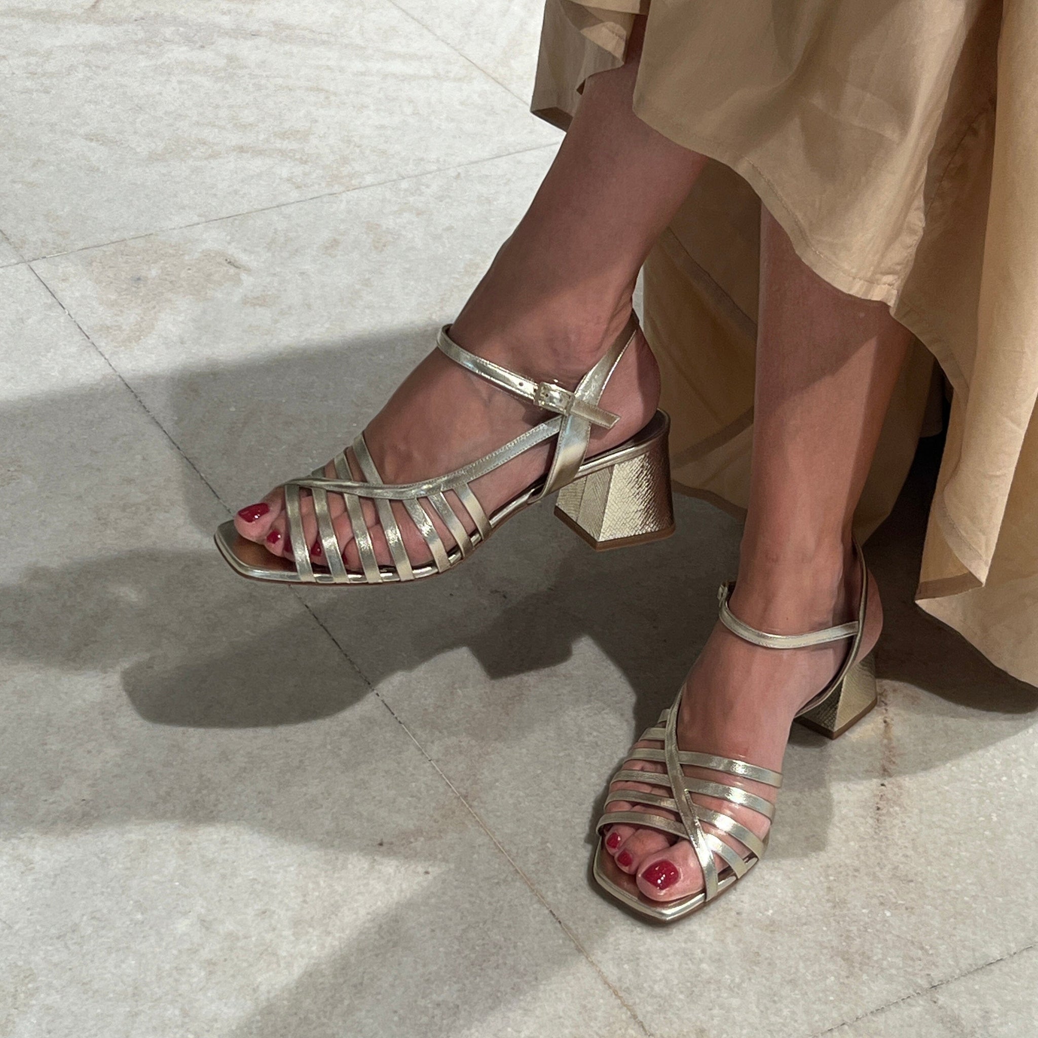 CHEVILLE Heeled Sandals Isotta Platinum