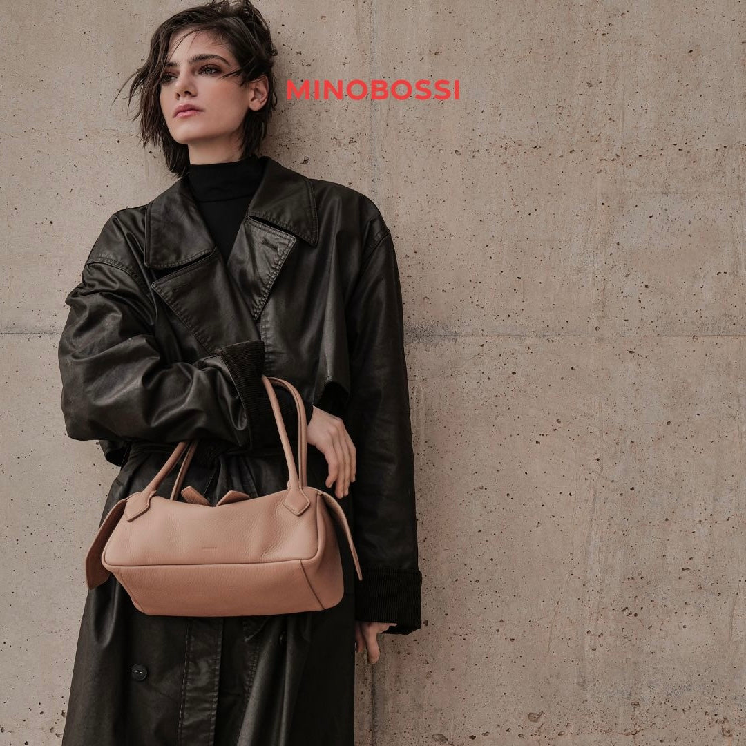 MINOBOSSI - Schultertasche - Anna - Roségoldenes, gehämmertes Leder