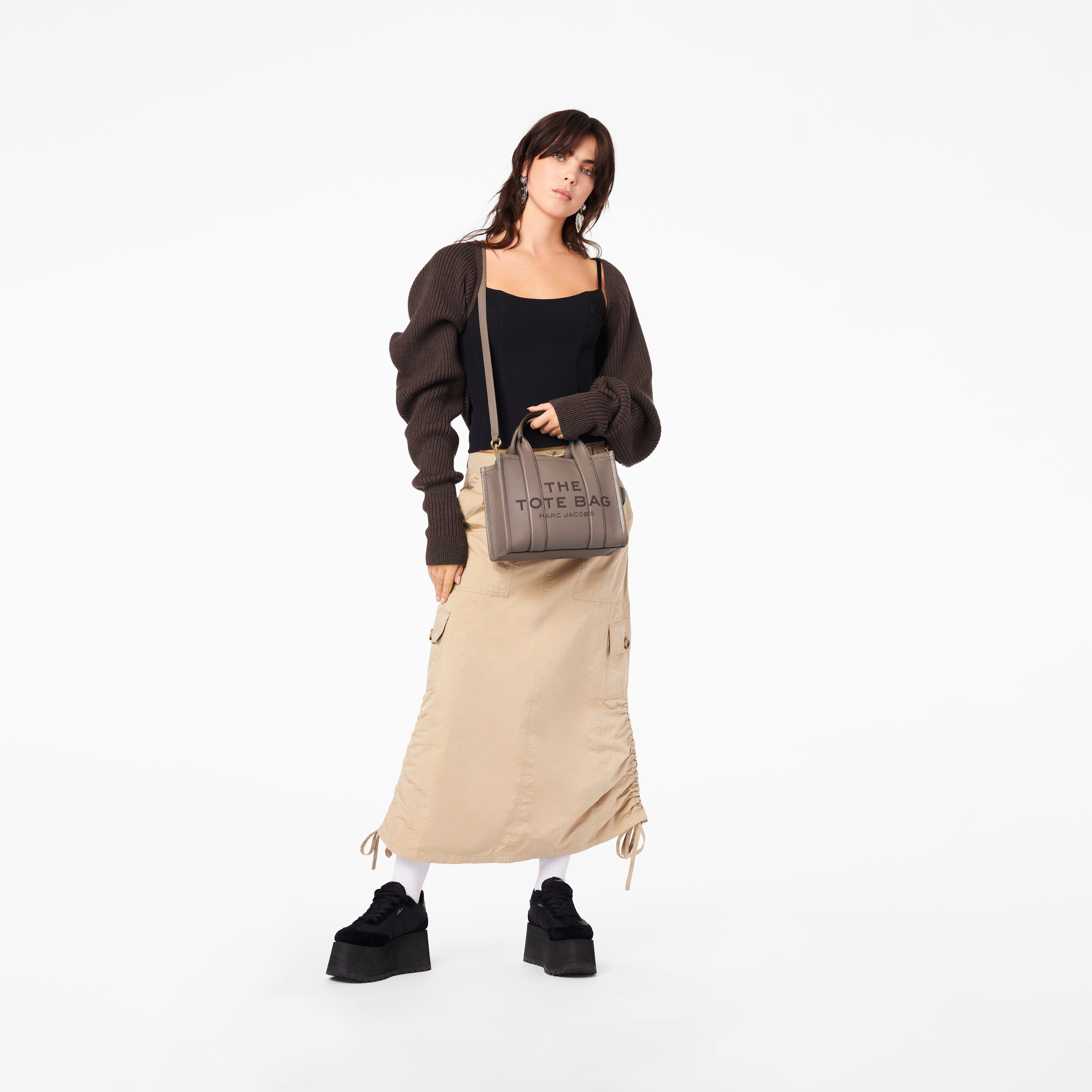 MARC JACOBS - H009L01SP21-055 - The Leather Small Tote Bag - Cement Borse Marc Jacobs