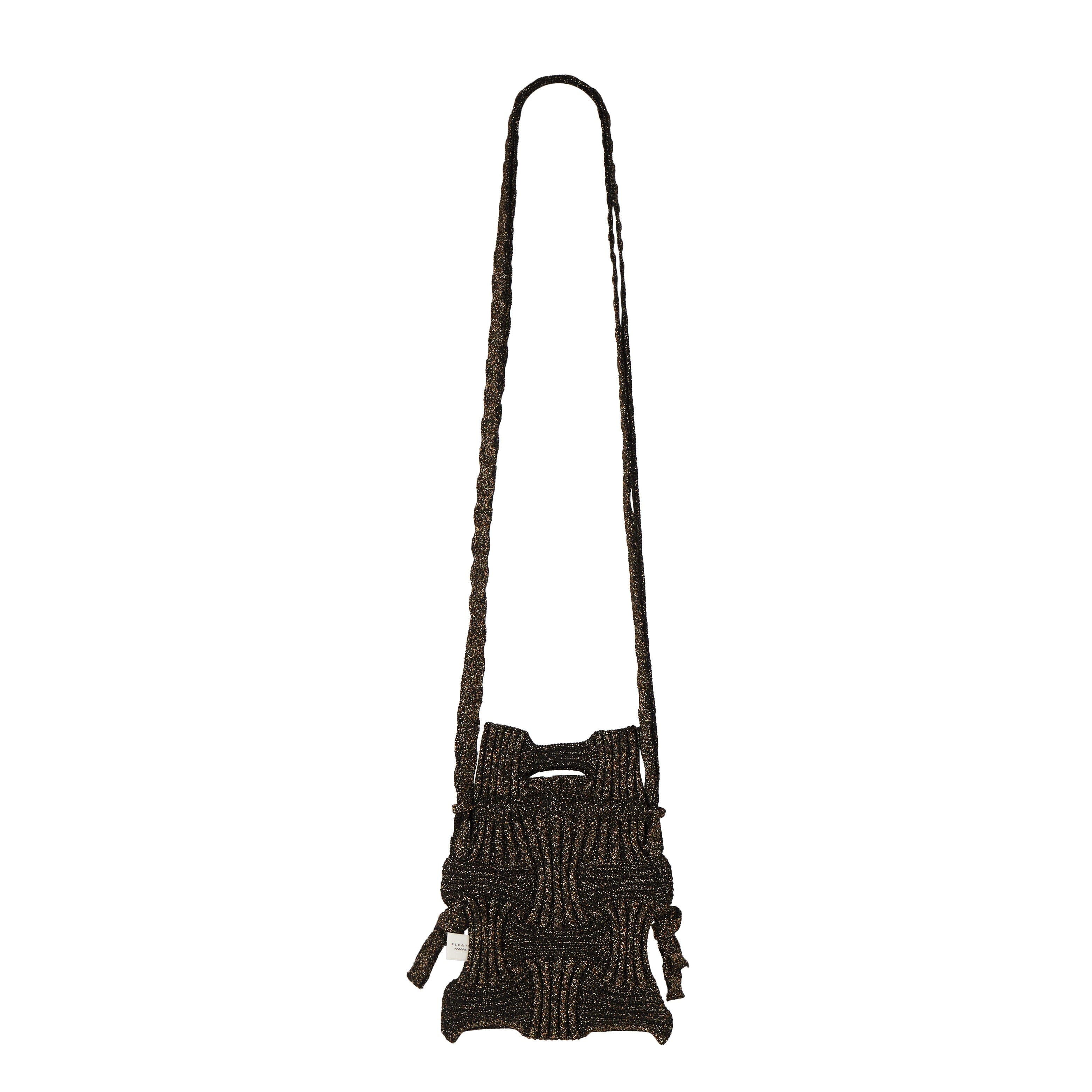 PLEATSMAMA - Borsa a Tracolla - MB02-GG1 MINI CROSS BOW - Glitter nero e oro