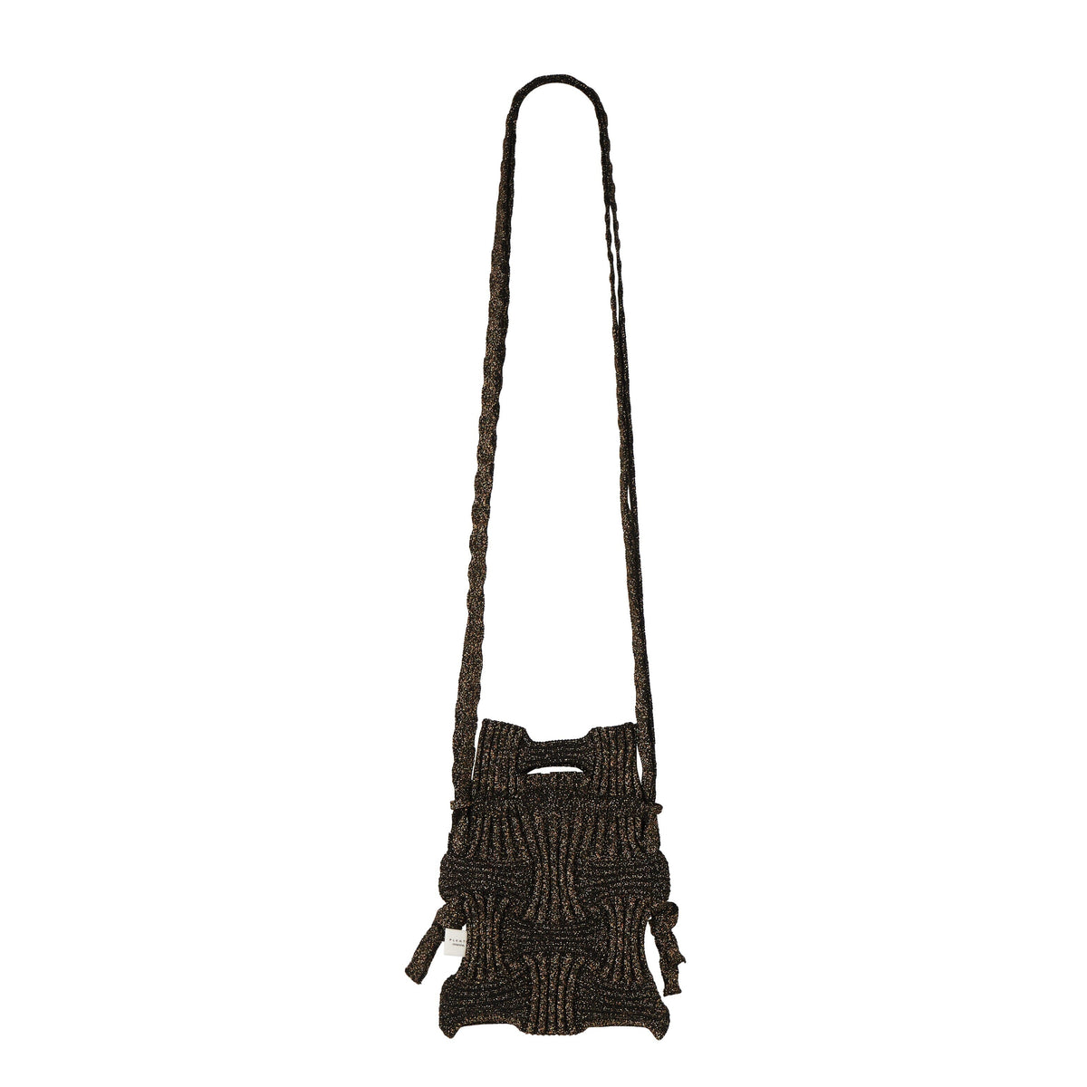PLEATSMAMA - Borsa a Tracolla - MB02-GG1 MINI CROSS BOW - Glitter Black Brown Borse PLEATSMAMA - Collezione Donna