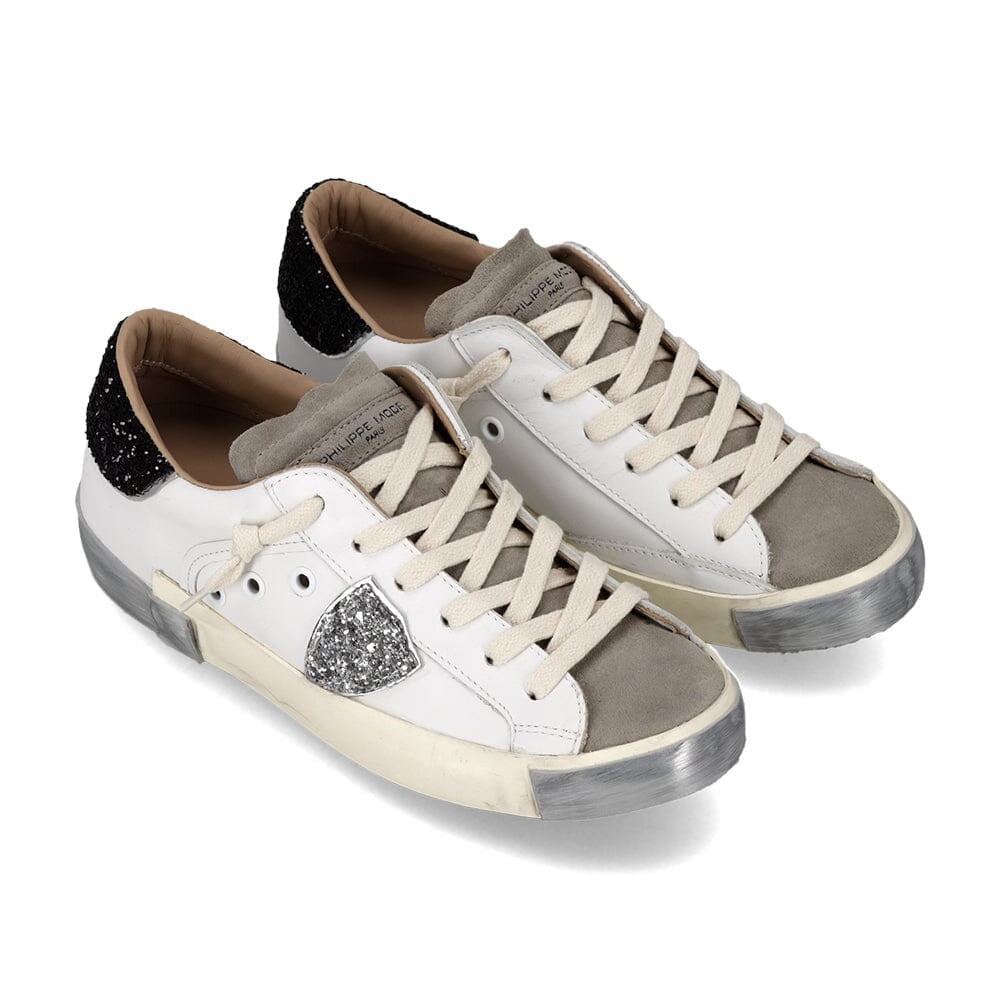 PHILIPPE MODEL - Sneakers - PRLD VG09 - BIANCO GLITTER NERO Scarpe Donna Philippe Model Paris