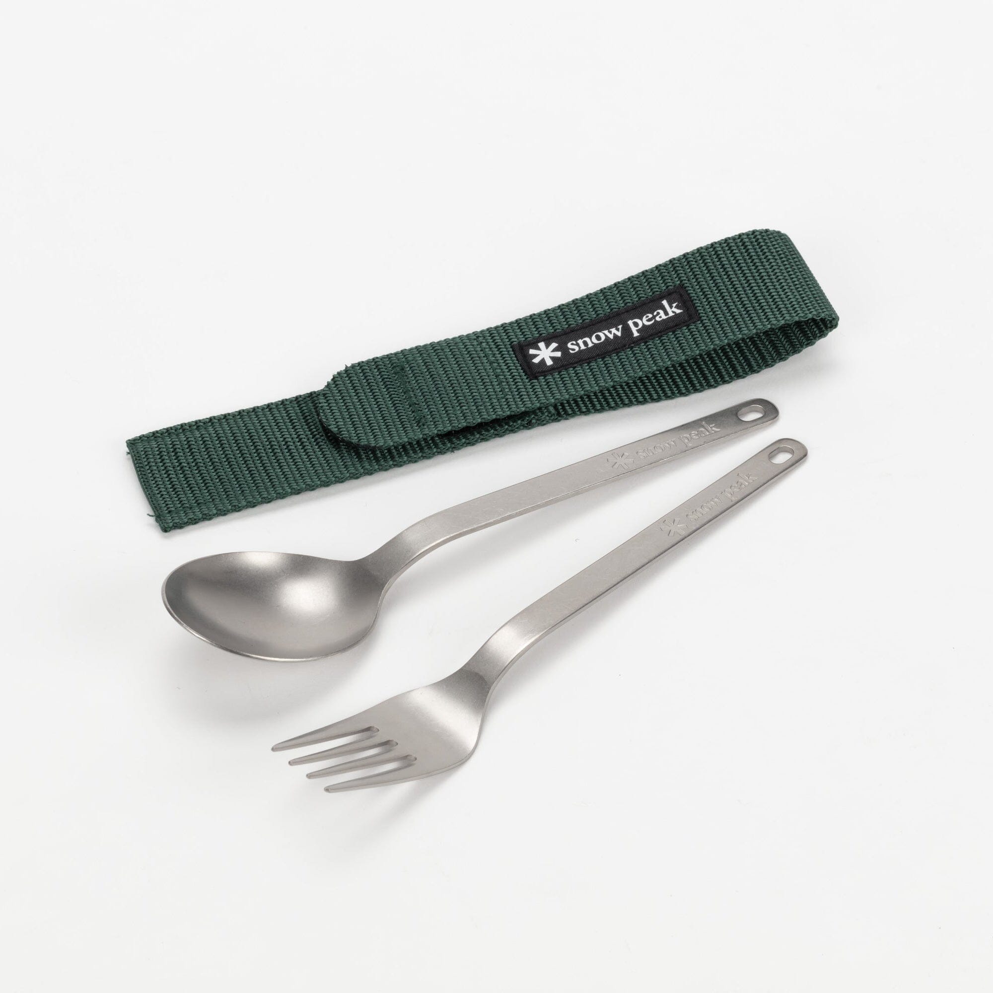 SNOW PEAK - SET POSATE FORK & SPOON TITANIUM - SCT-002 - VERDE Accessori Uomo SNOW PEAK